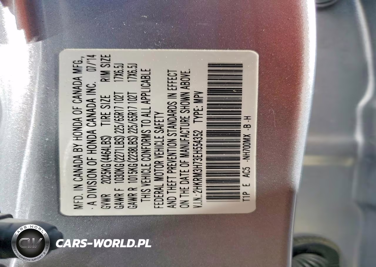 2014 Honda Cr-V Exl VIN:2HKRM3H73EH554352 - 13