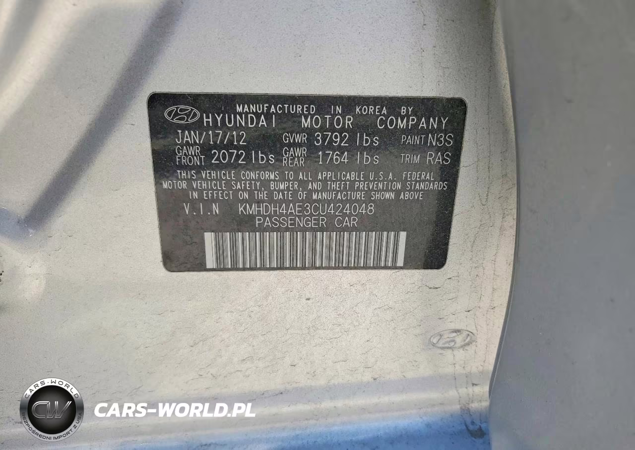 2012 Hyundai Elantra Gls VIN:KMHDH4AE3CU424048 - 12
