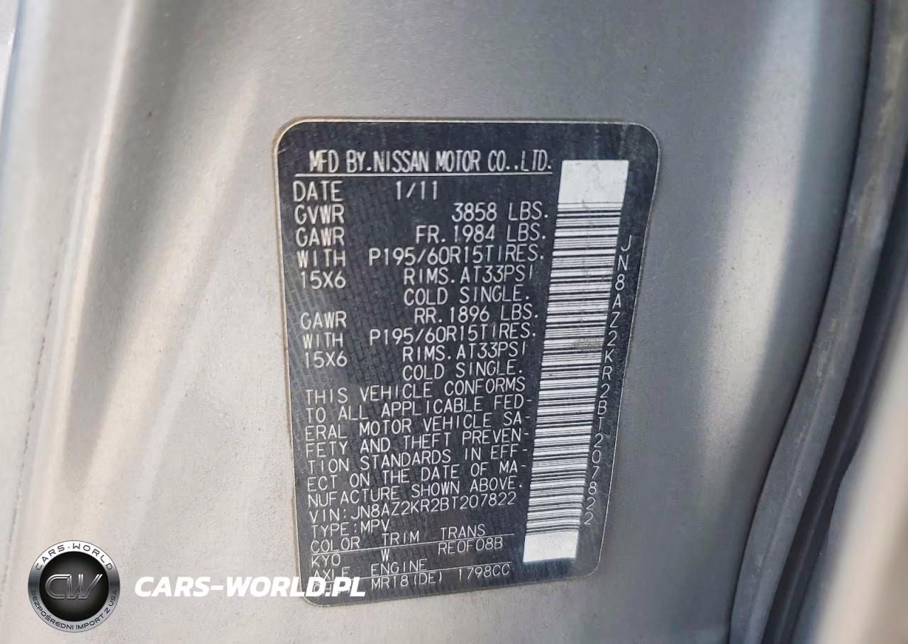 2011 Nissan Cube 1.8 VIN:JN8AZ2KR2BT207822 - 12