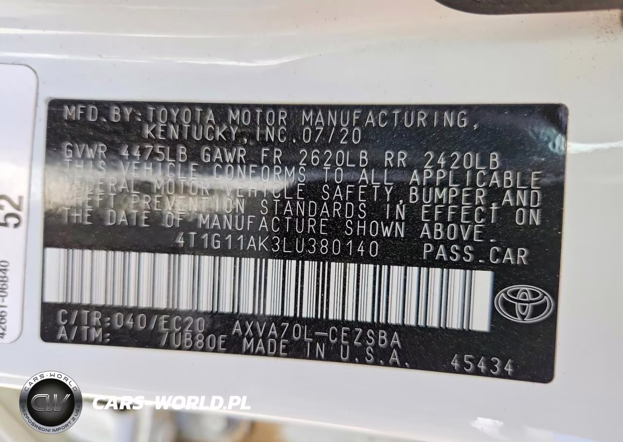 2020 Toyota Camry Se Nightshade VIN:4T1G11AK3LU380140 - 12