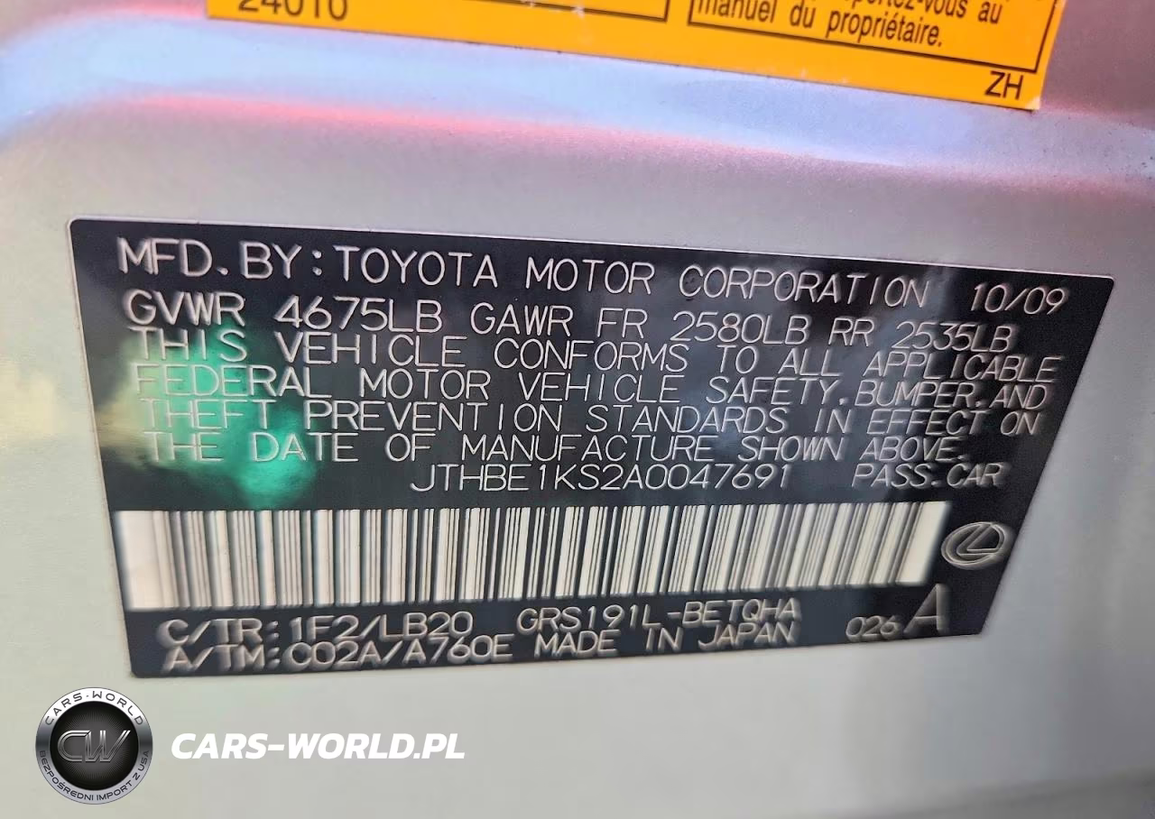 2010 Lexus Gs 350 VIN:JTHBE1KS2A0047691 - 12