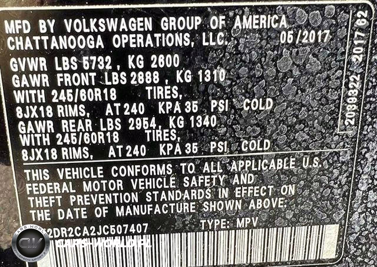 2018 Volkswagen Atlas Se VIN:1V2DR2CA2JC507407 - 9