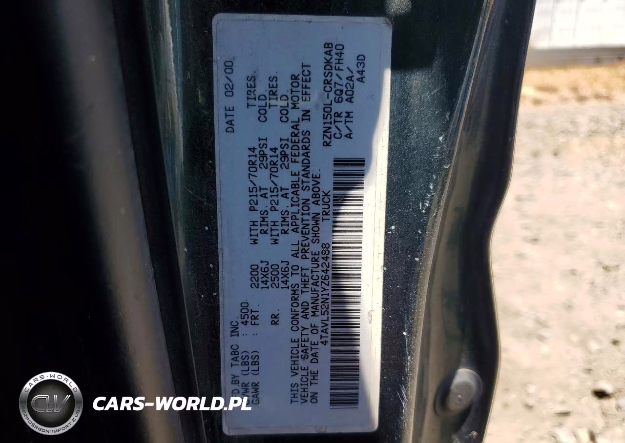2000 Toyota Tacoma VIN:4TAVL52N1YZ642488 - 12