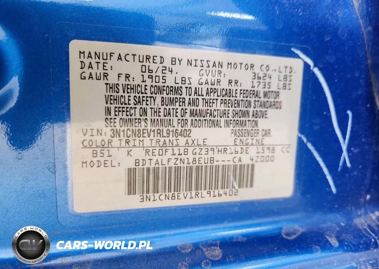 2024 Nissan Versa Sv VIN:3N1CN8EV1RL916402 - 13