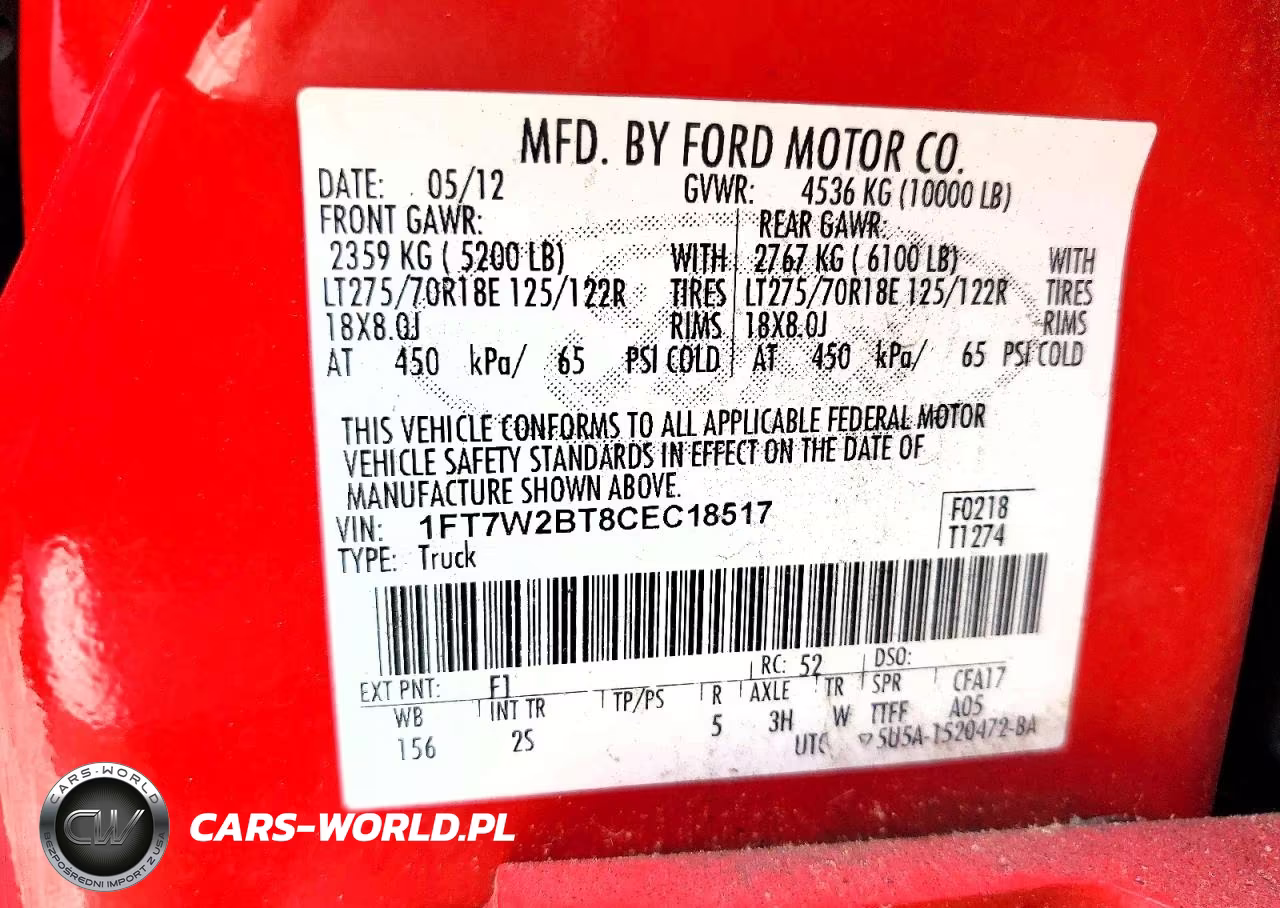 2012 Ford F250 Super Duty VIN:1FT7W2BT8CEC18517 - 13