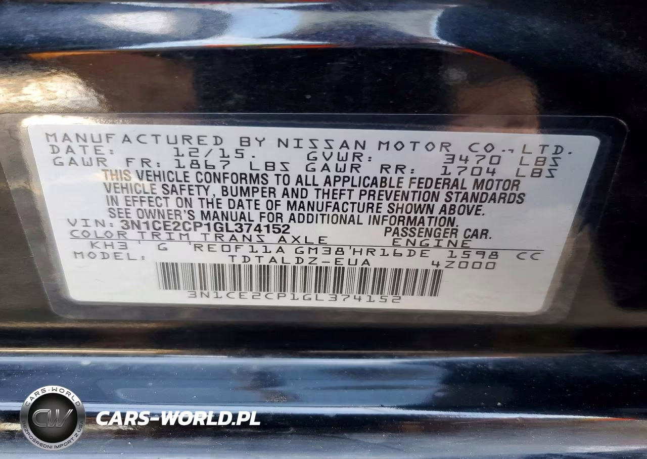 2016 Nissan Versa Note Sv VIN:3N1CE2CP1GL374152 - 12