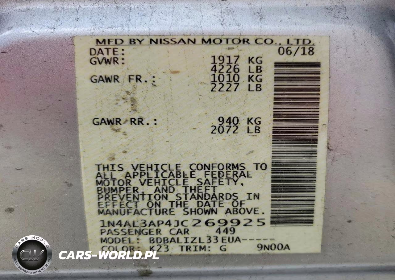 2018 Nissan Altima 2.5 Sv VIN:1N4AL3AP4JC269925 - 14