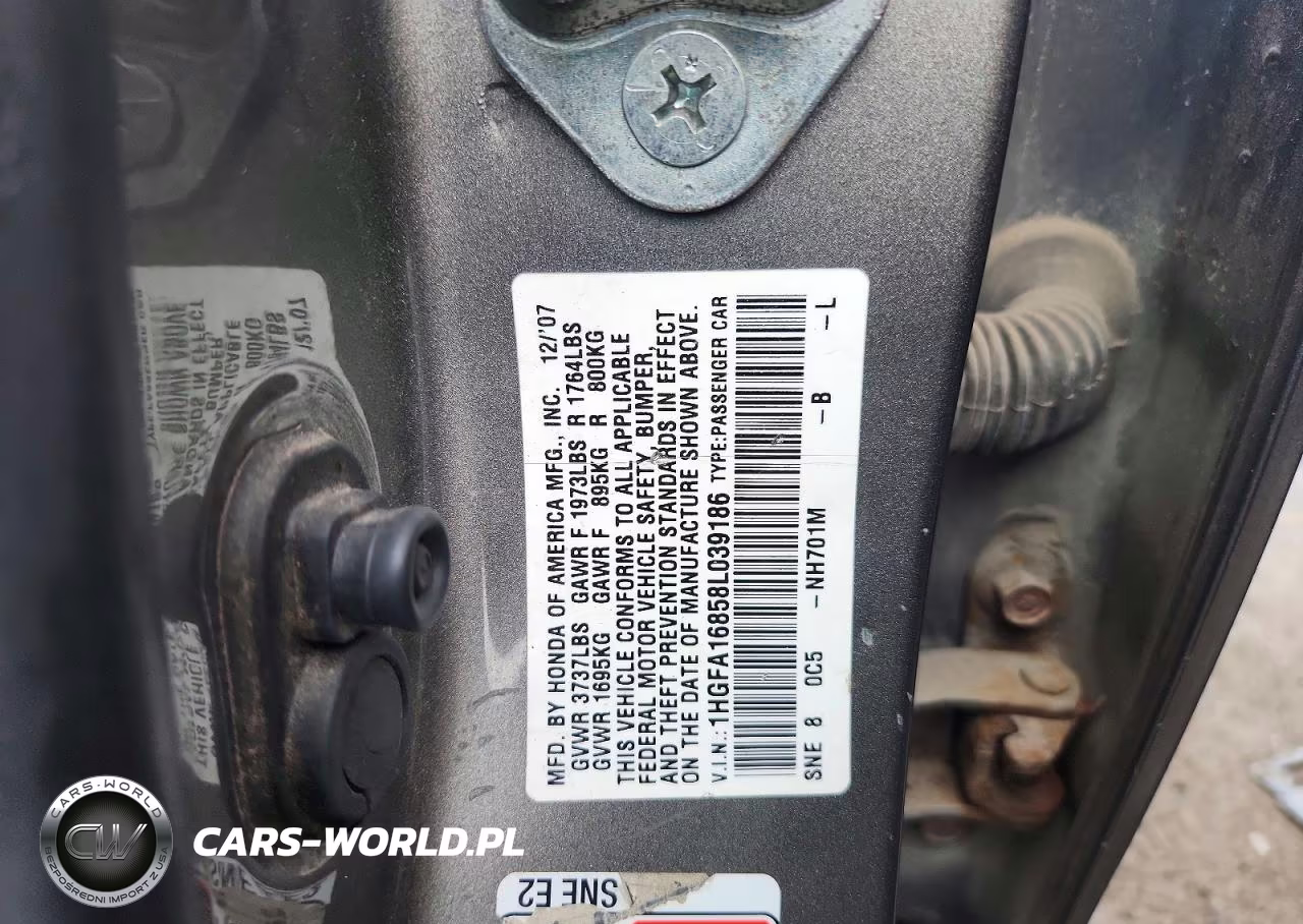 2008 Honda Civic Ex VIN:1HGFA16858L039186 - 12
