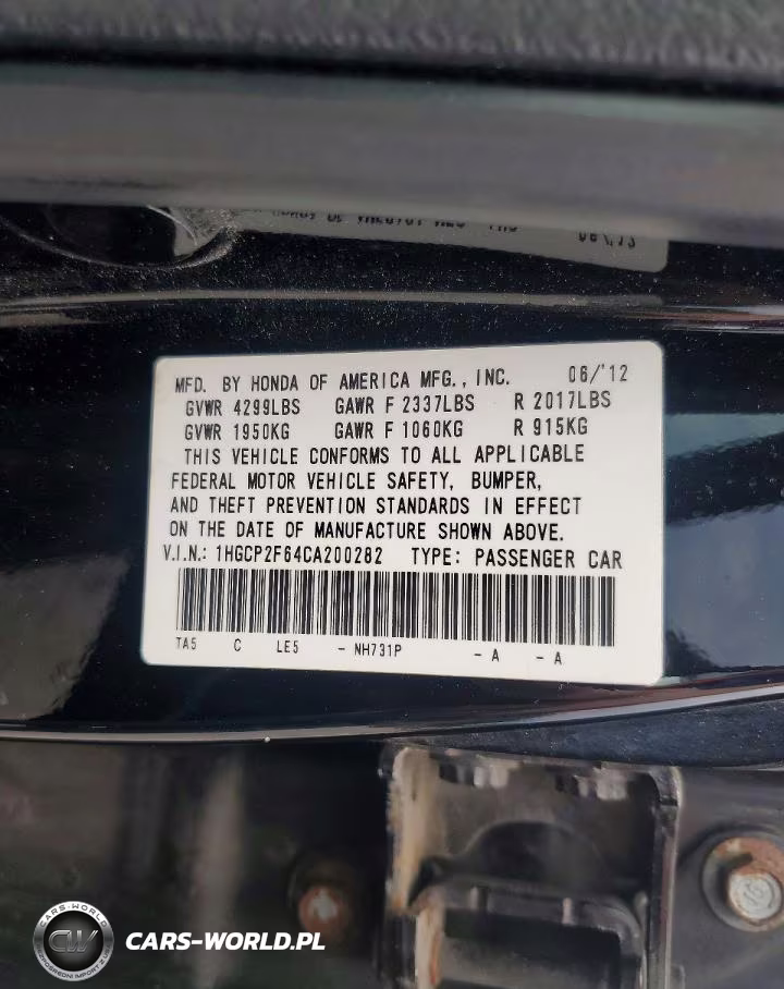 2012 Honda Accord Se VIN:1HGCP2F64CA200282 - 12