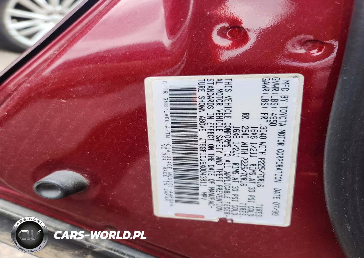 1999 Lexus Rx 300 VIN:JT6GF10U9X0043811 - 12