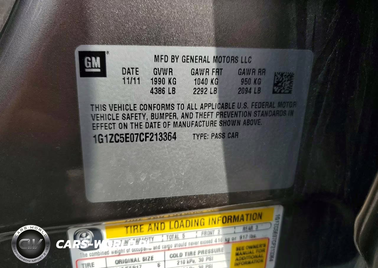 2012 Chevrolet Malibu VIN:1G1ZC5E07CF213364 - 12