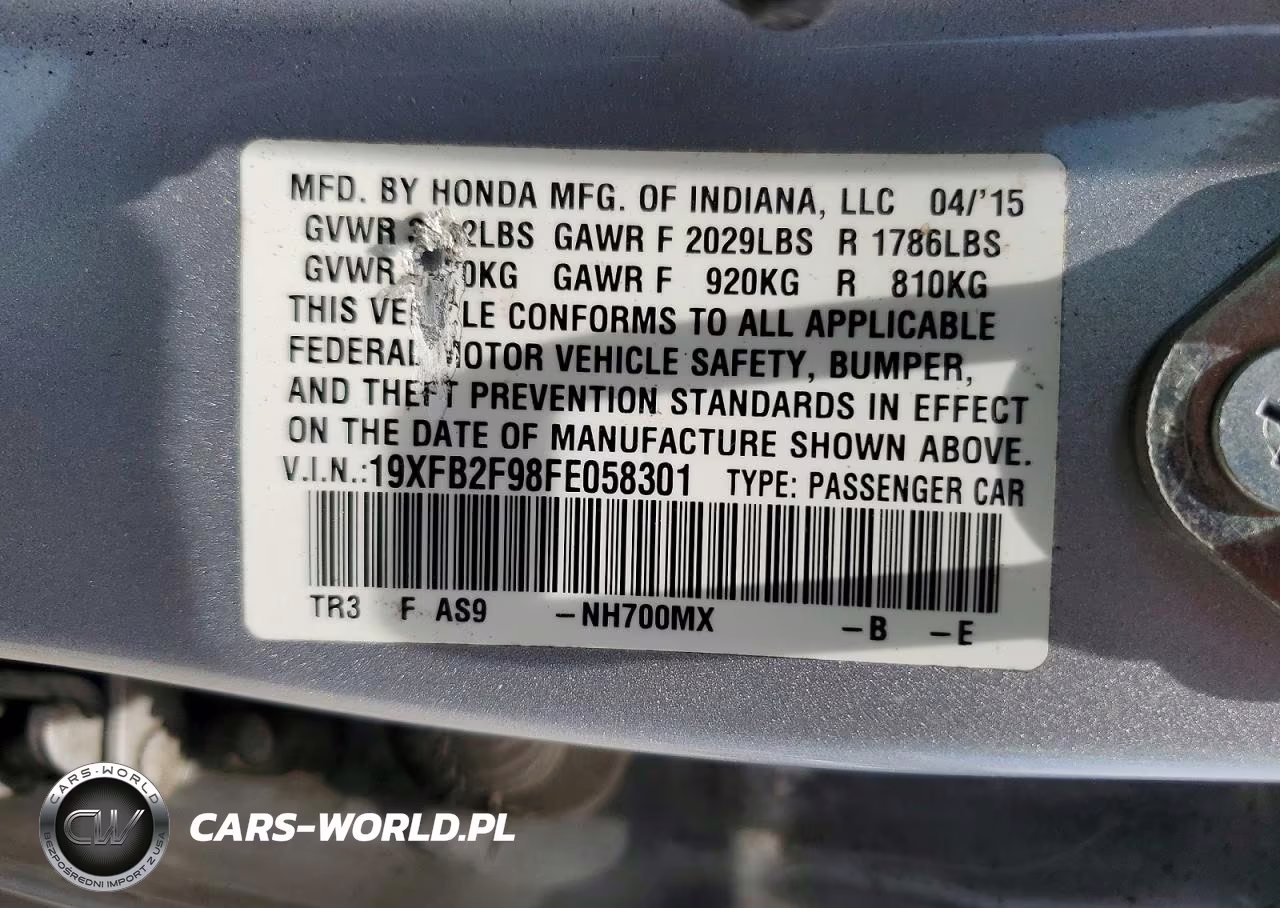 2015 Honda Civic Exl VIN:19XFB2F98FE058301 - 13