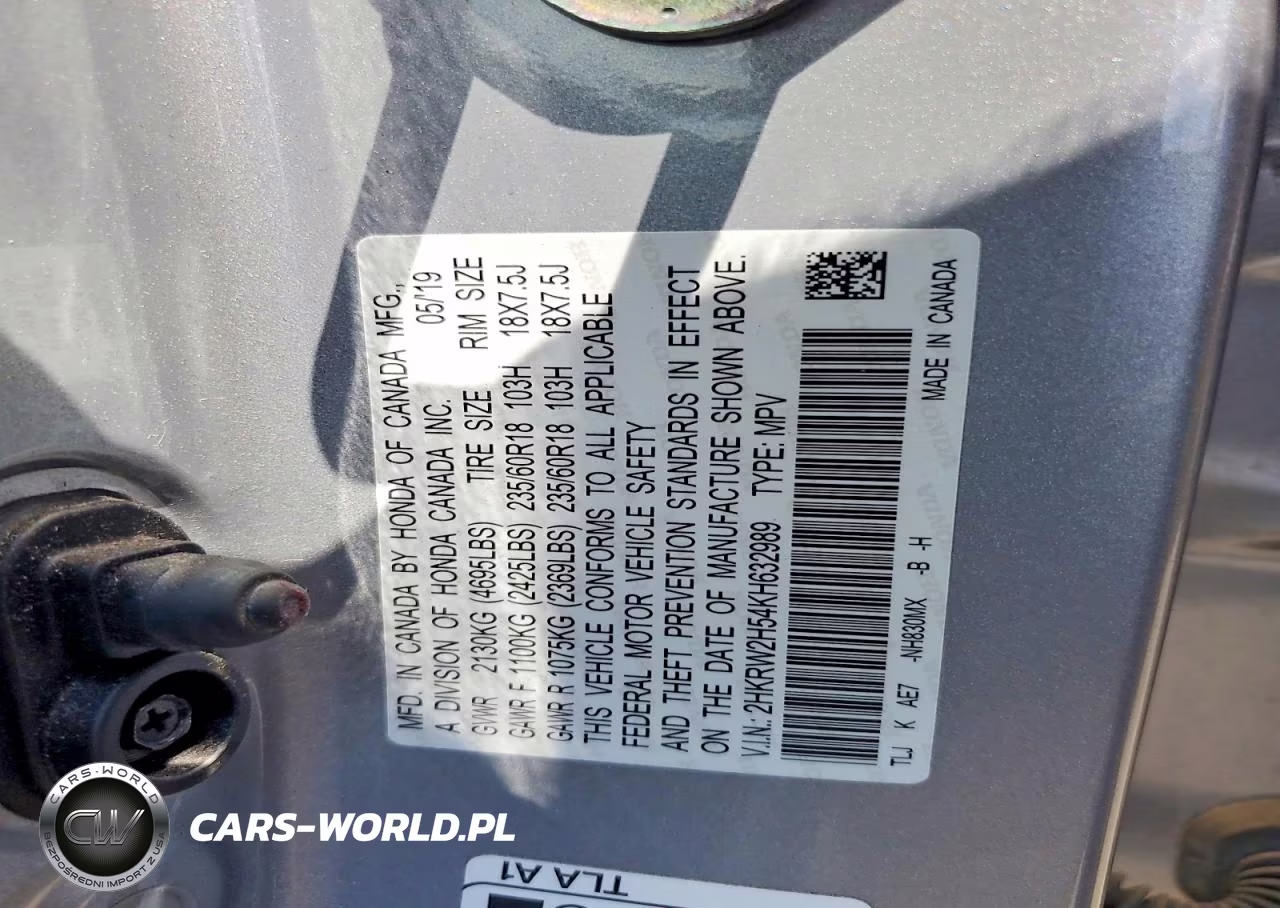 2019 Honda Cr-V Ex VIN:2HKRW2H54KH632989 - 14