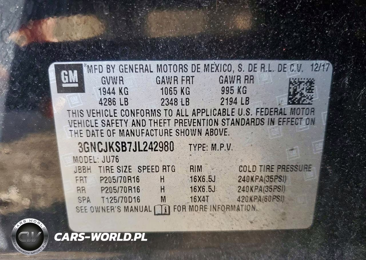 2018 Chevrolet Trax Ls VIN:3GNCJKSB7JL242980 - 12