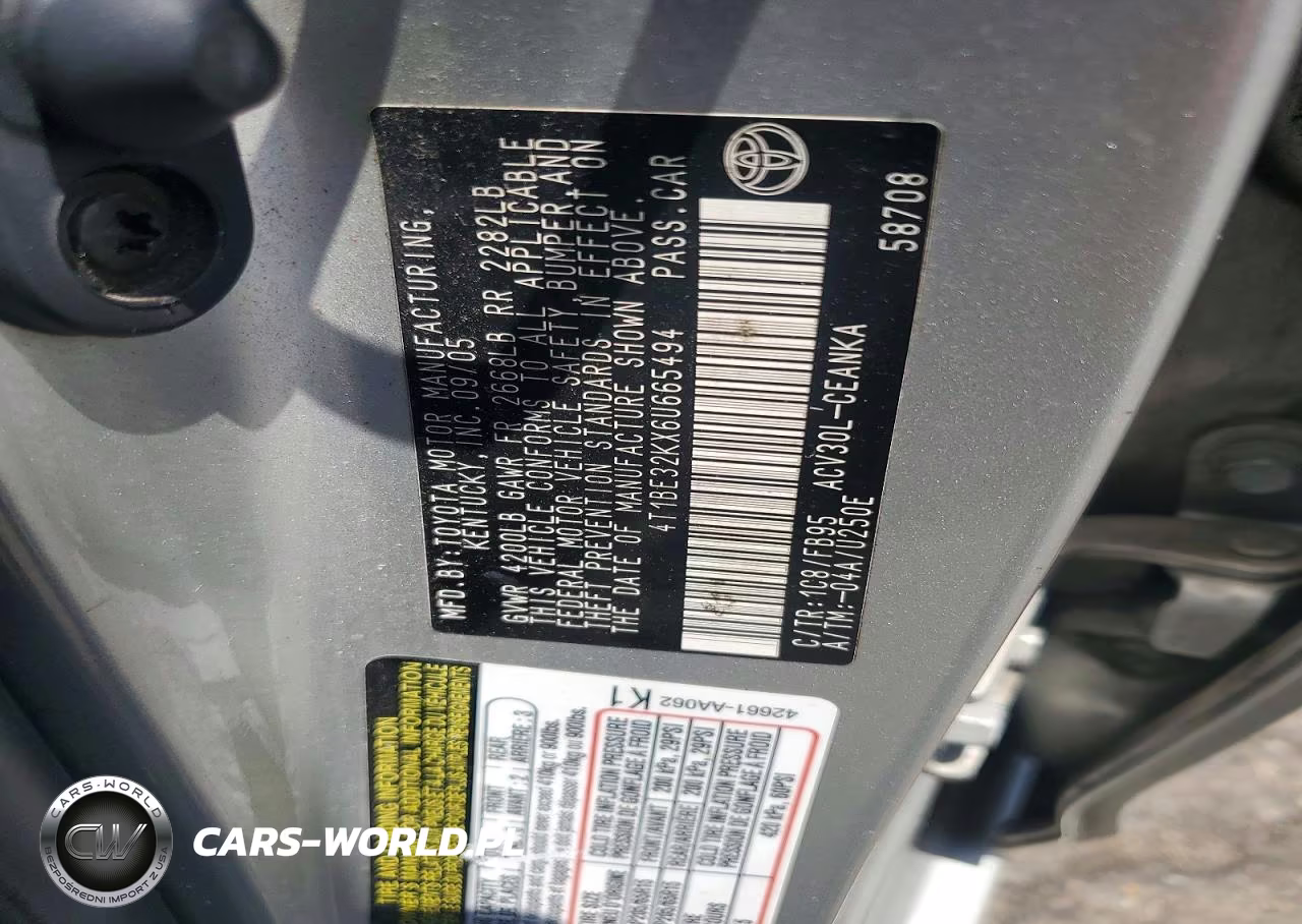 2006 Toyota Camry Standard VIN:4T1BE32KX6U665494 - 12