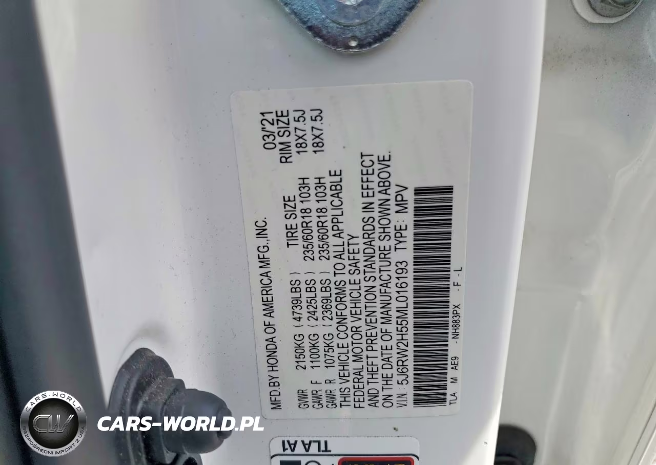 2021 Honda Cr-V Ex VIN:5J6RW2H55ML016193 - 14