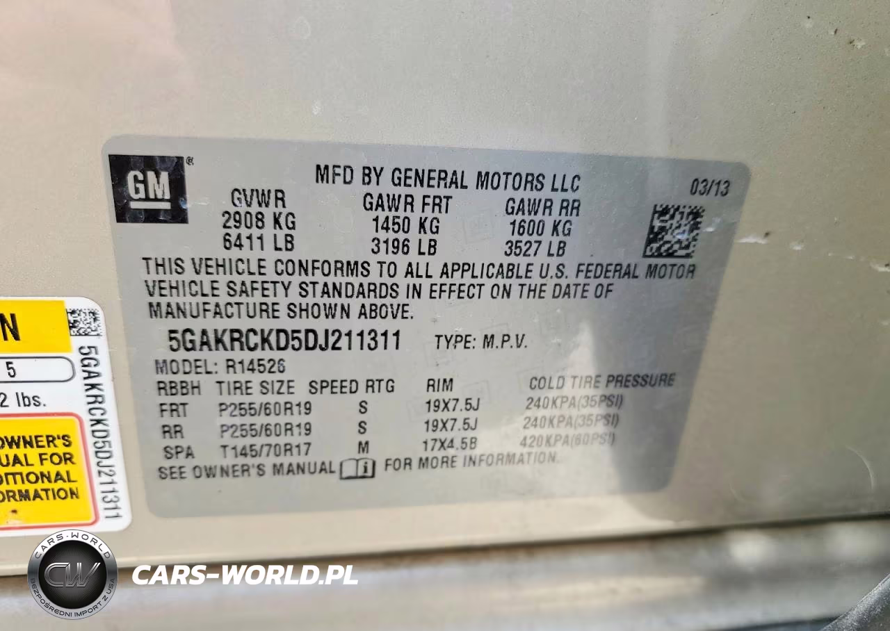 2013 Buick Enclave Leather VIN:5GAKRCKD5DJ211311 - 13