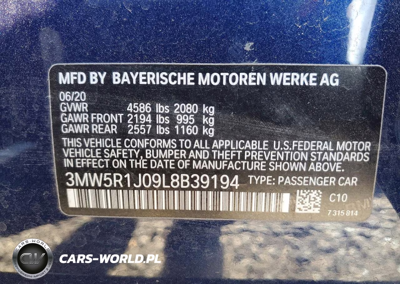 2020 BMW 330I VIN:3MW5R1J09L8B39194 - 13