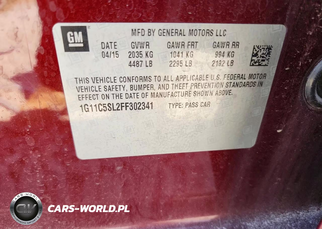 2015 Chevrolet Malibu 1Lt VIN:1G11C5SL2FF302341 - 12