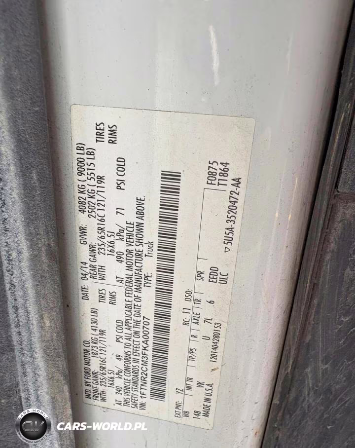 2015 Ford Transit T-250 VIN:1FTNR2CM3FKA00707 - 10