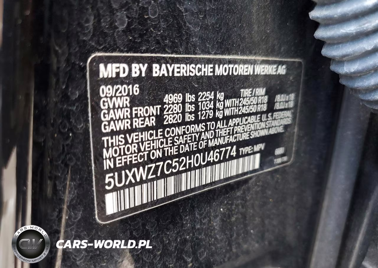 2017 BMW X3 Sdrive28I VIN:5UXWZ7C52H0U46774 - 12