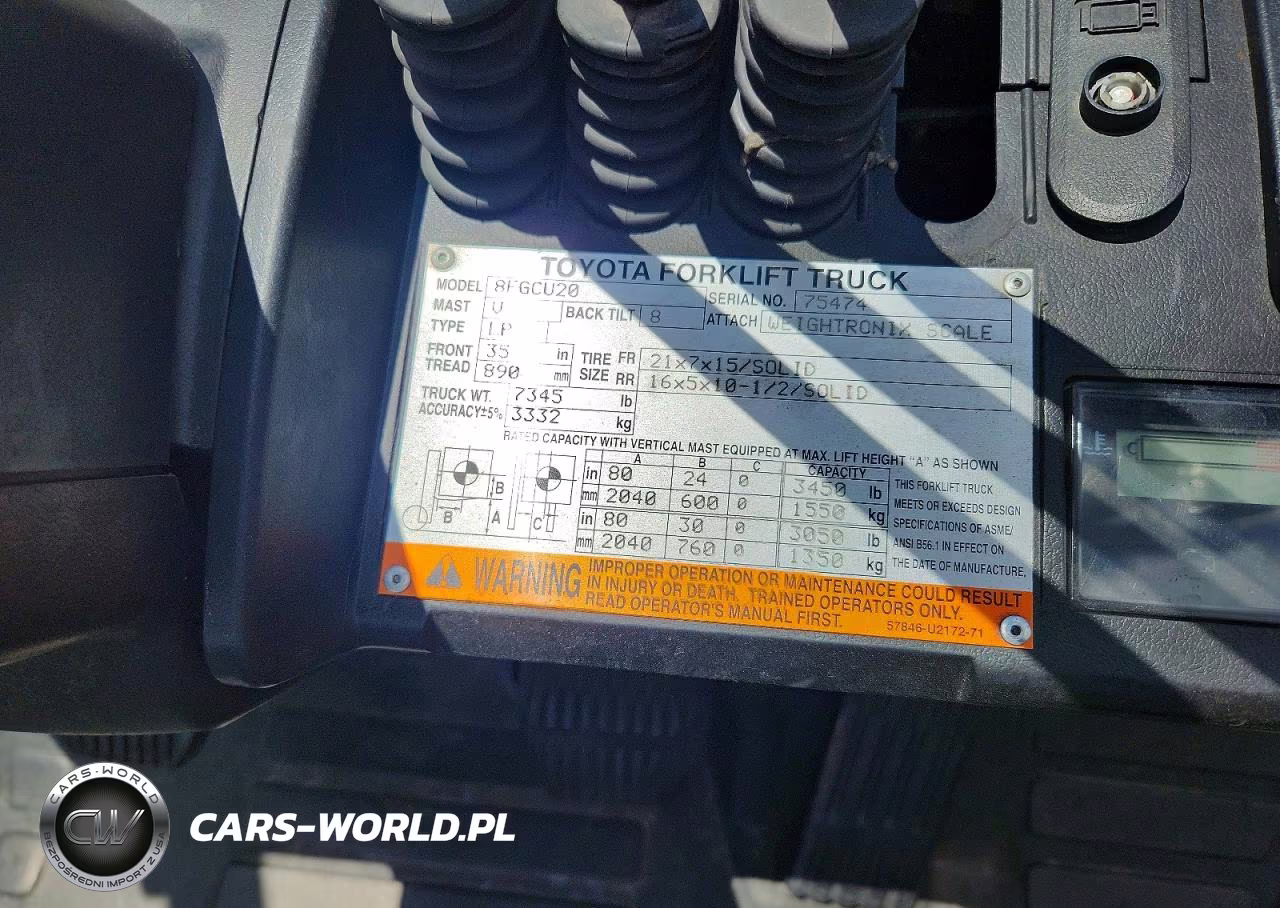 2016 Toyota 8Fgcu20 Forklift VIN:75474 - 10