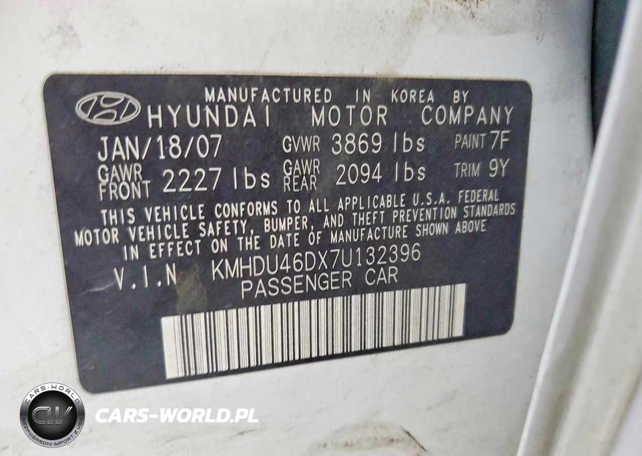 2007 Hyundai Elantra Gls VIN:KMHDU46DX7U132396 - 12
