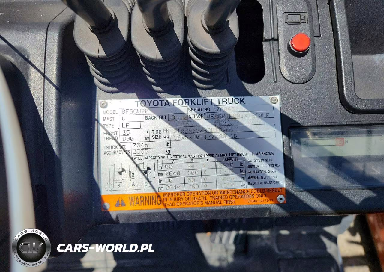 2016 Toyota 8Fgcu20 Forklift VIN:76842 - 10