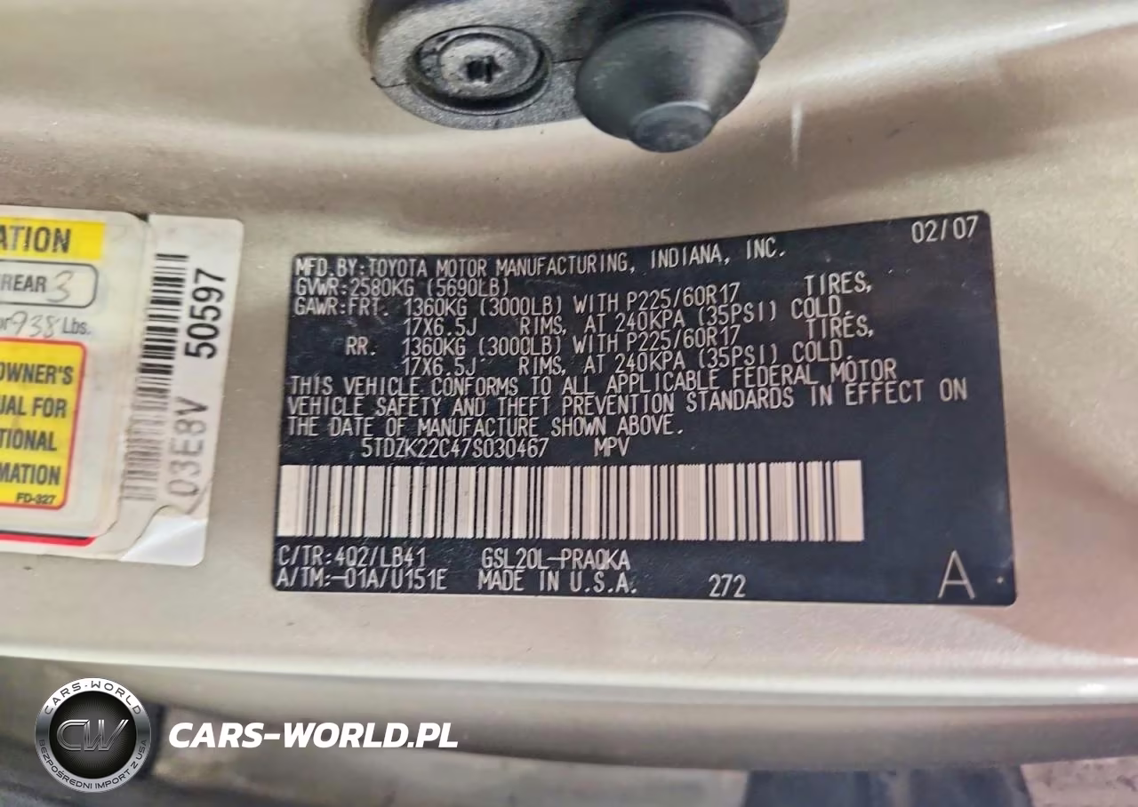 2007 Toyota Sienna Xle 7-Passenger VIN:5TDZK22C47S030467 - 14