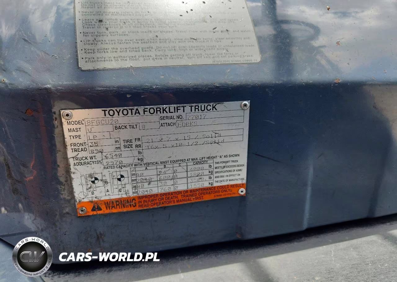 2016 Toyota 8Fgcu20 Forklift VIN:77017 - 10