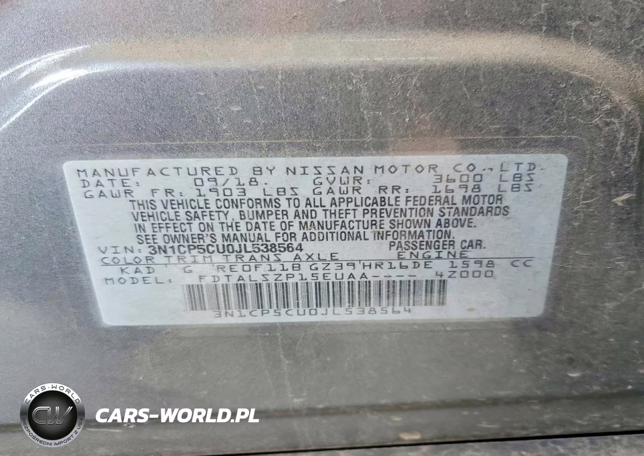2018 Nissan Kicks Sv VIN:3N1CP5CU0JL538564 - 12