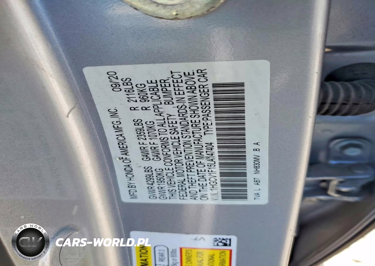 2020 Honda Accord Lx VIN:1HGCV1F15LA147404 - 12