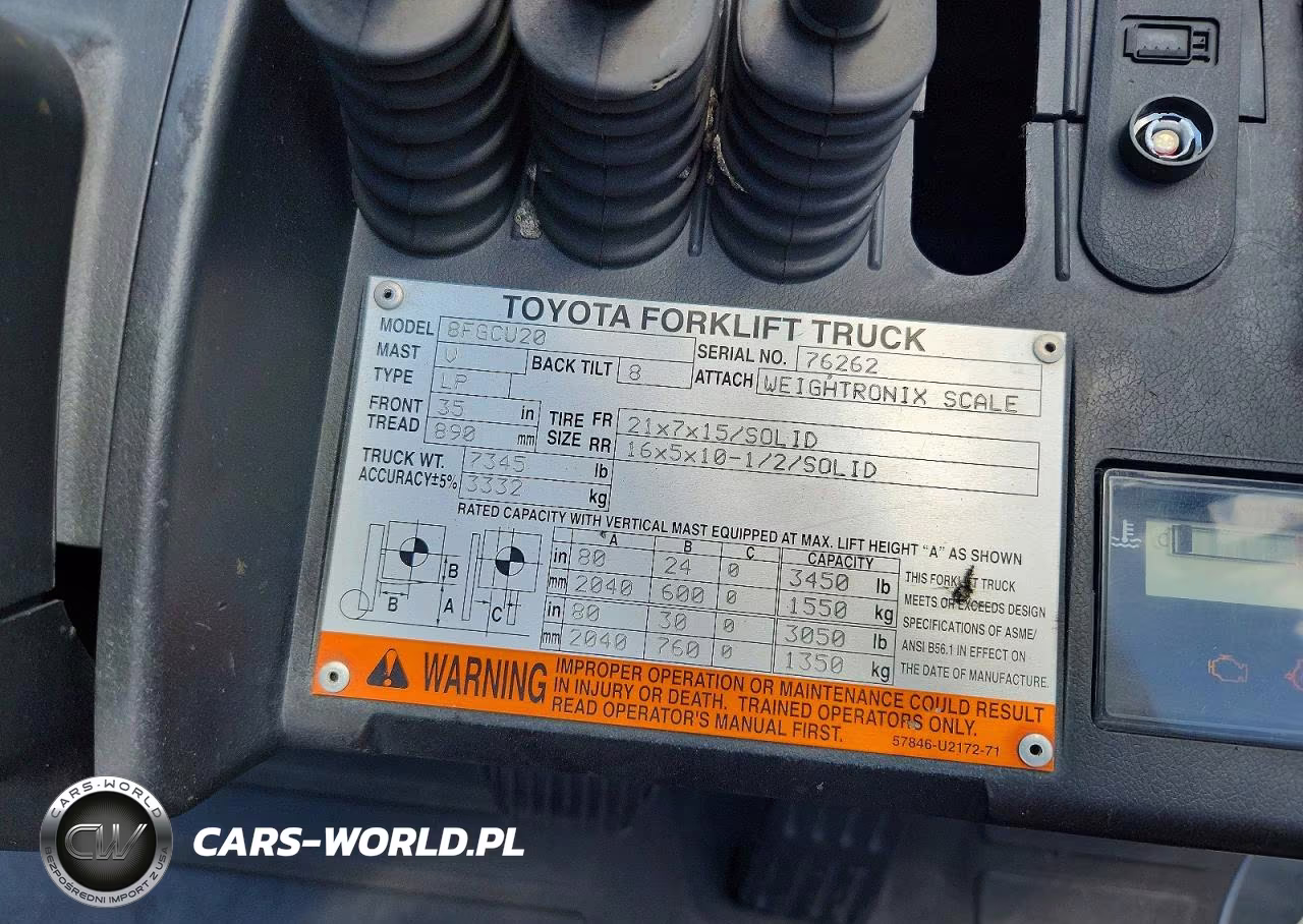 2016 Toyota 8Fgcu20 Forklift VIN:76262 - 10