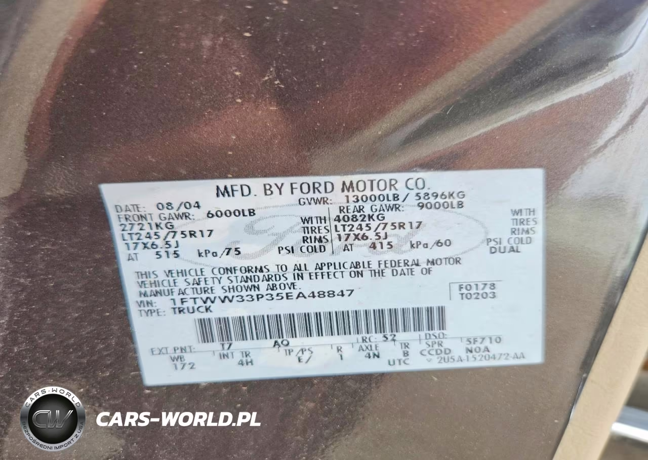 2005 Ford F350 Super Duty VIN:1FTWW33P35EA48847 - 12