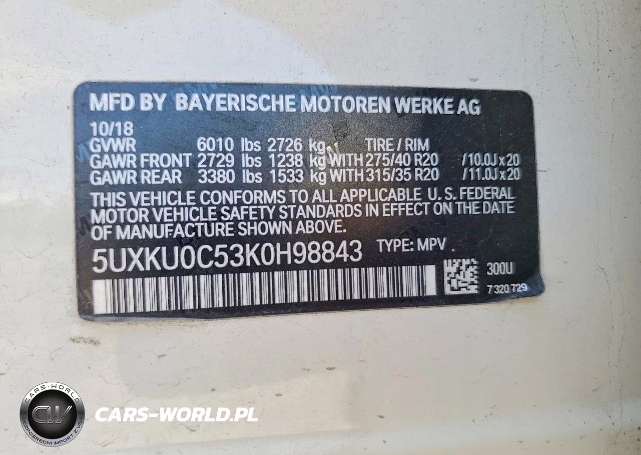 2019 BMW X6 Sdrive35I VIN:5UXKU0C53K0H98843 - 13