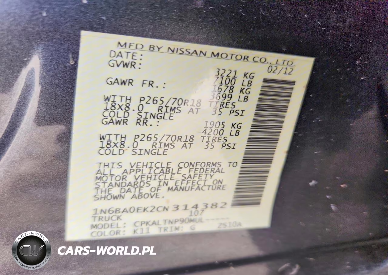 2012 Nissan Titan Sv VIN:1N6BA0EK2CN314382 - 13