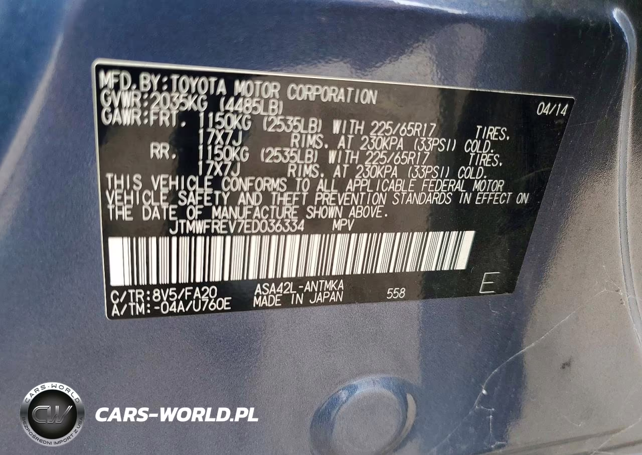 2014 Toyota Rav4 Xle VIN:JTMWFREV7ED036334 - 12