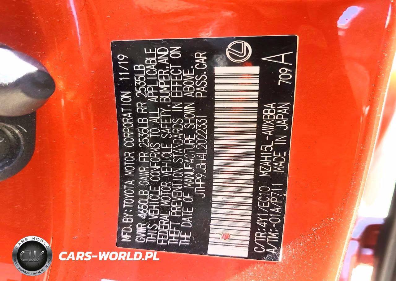 LEXUS UX 250H VIN:JTHP9JBH4L2022331 - 14