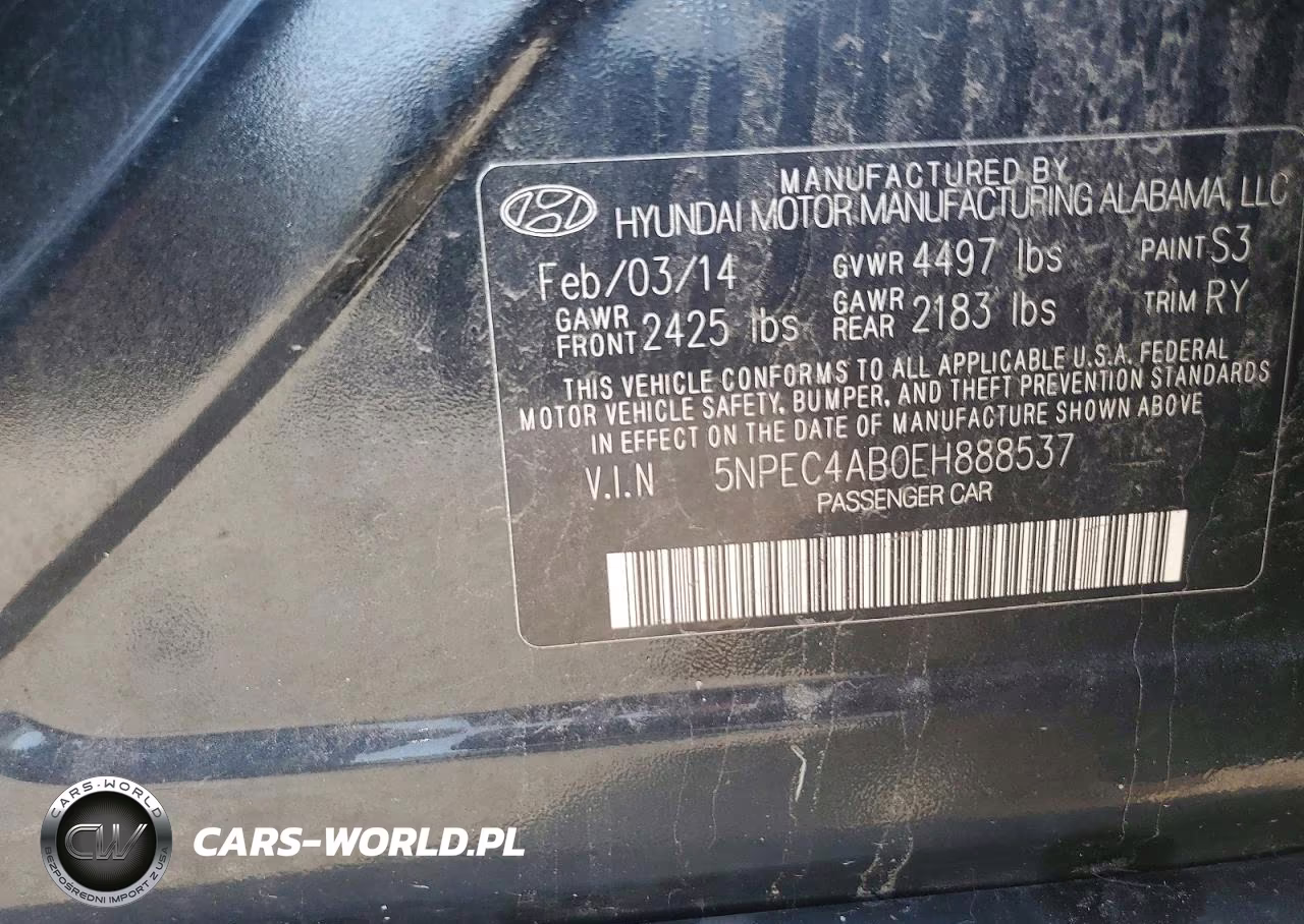 2014 Hyundai Sonata Se 2.0T VIN:5NPEC4AB0EH888537 - 12