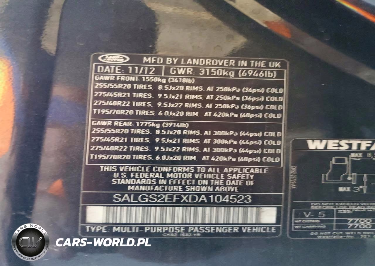 2013 Land Rover Range Rover Supercharged VIN:SALGS2EFXDA104523 - 13