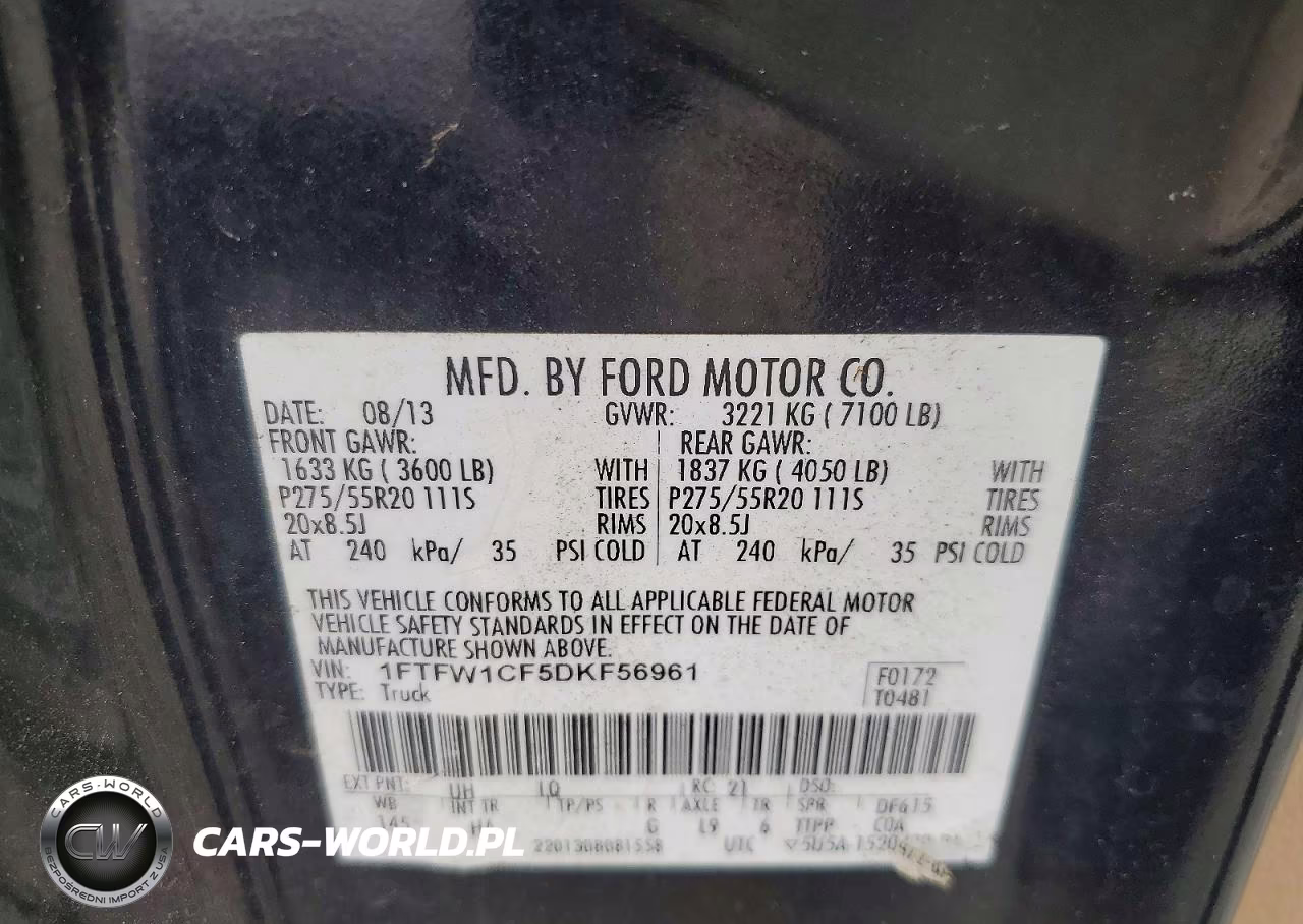 2013 Ford F150 Supercrew VIN:1FTFW1CF5DKF56961 - 12