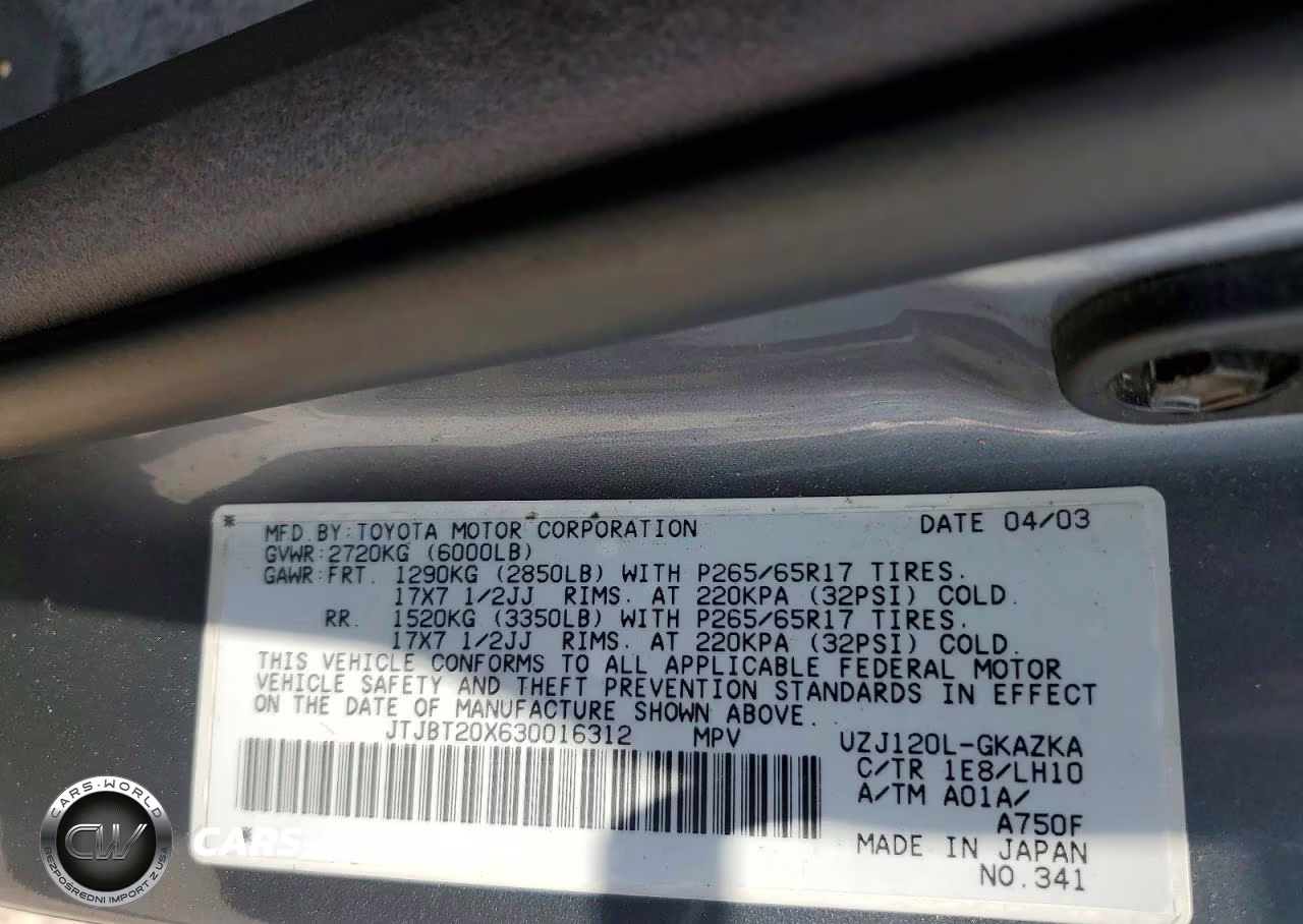 2003 Lexus Gx 470 VIN:JTJBT20X630016312 - 13