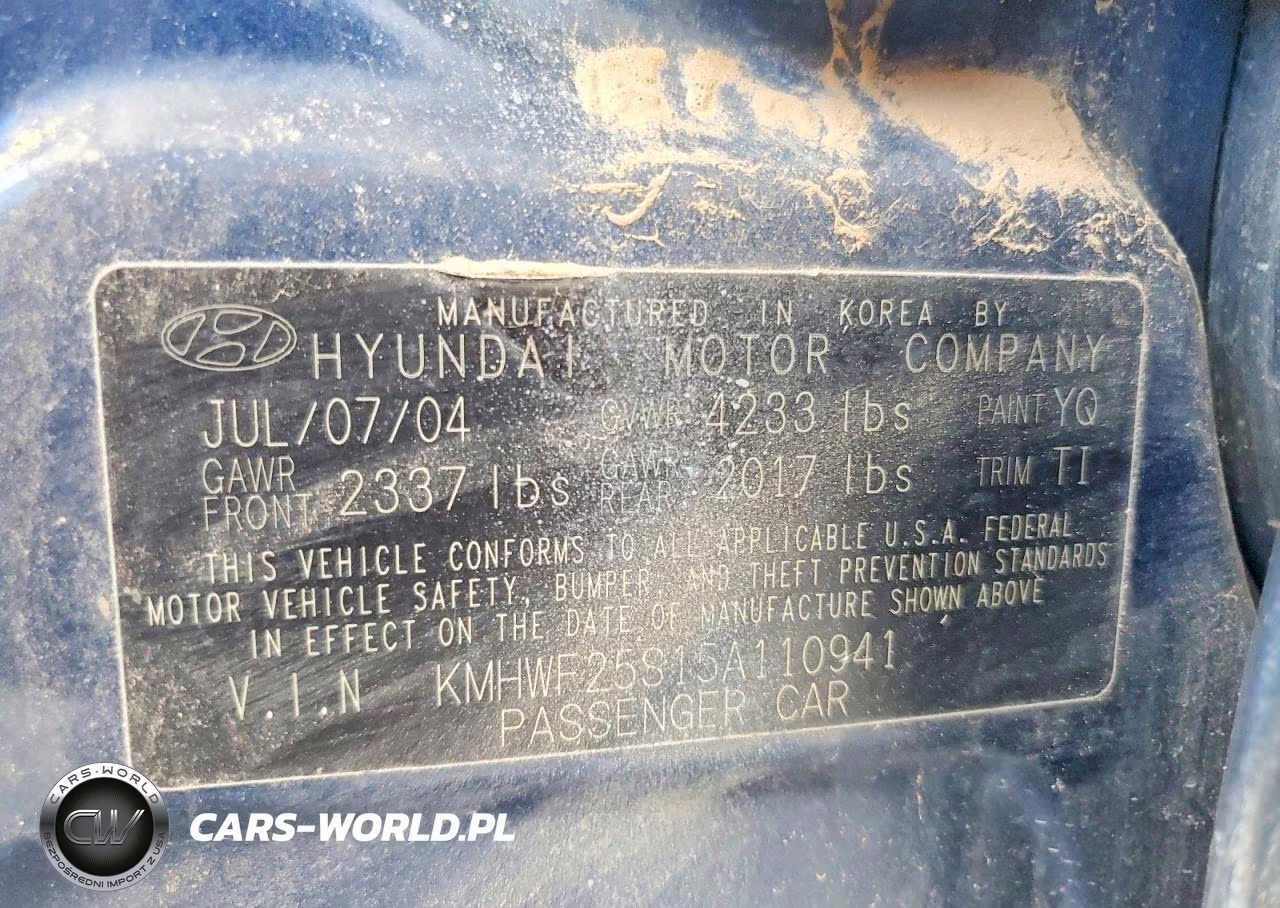2005 Hyundai Sonata Gl VIN:KMHWF25S15A110941 - 12