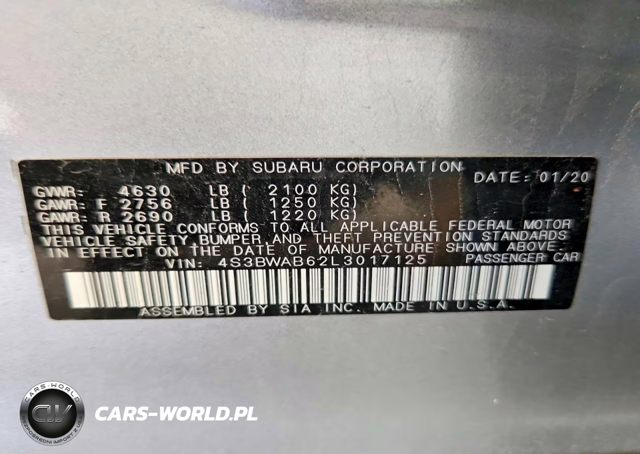2020 Subaru Legacy VIN:4S3BWAB62L3017125 - 12