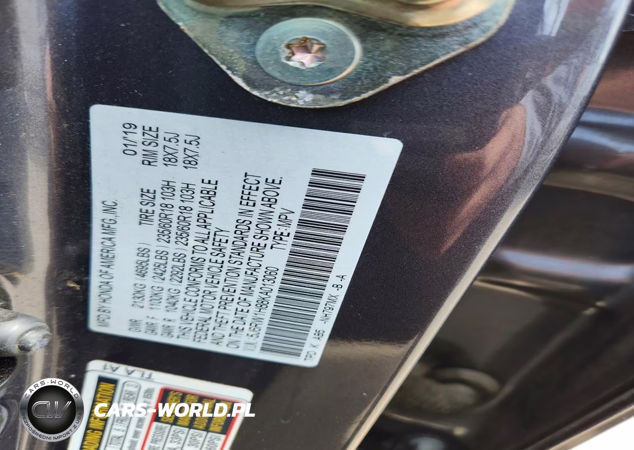 2019 Honda Cr-V Exl VIN:5J6RW1H88KA013060 - 13