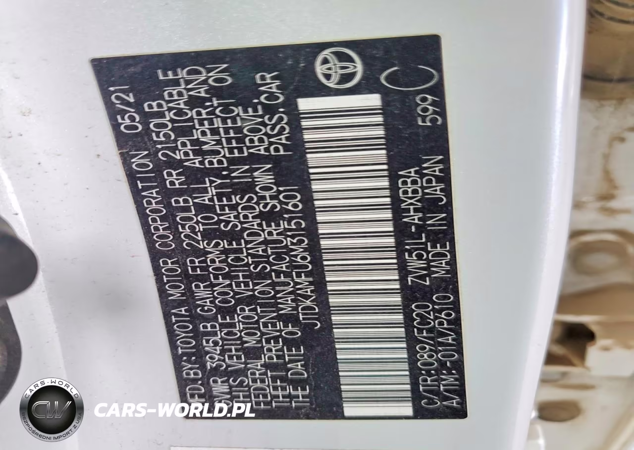 2021 Toyota Prius L Eco VIN:JTDKAMFU6M3151601 - 12