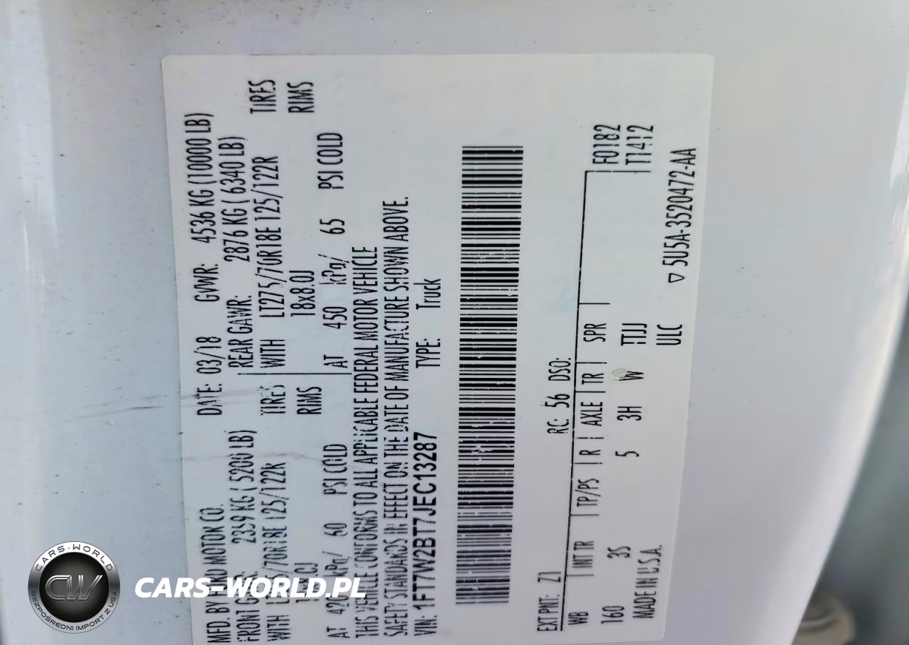 2018 Ford F250 Super Duty VIN:1FT7W2BT7JEC13287 - 12