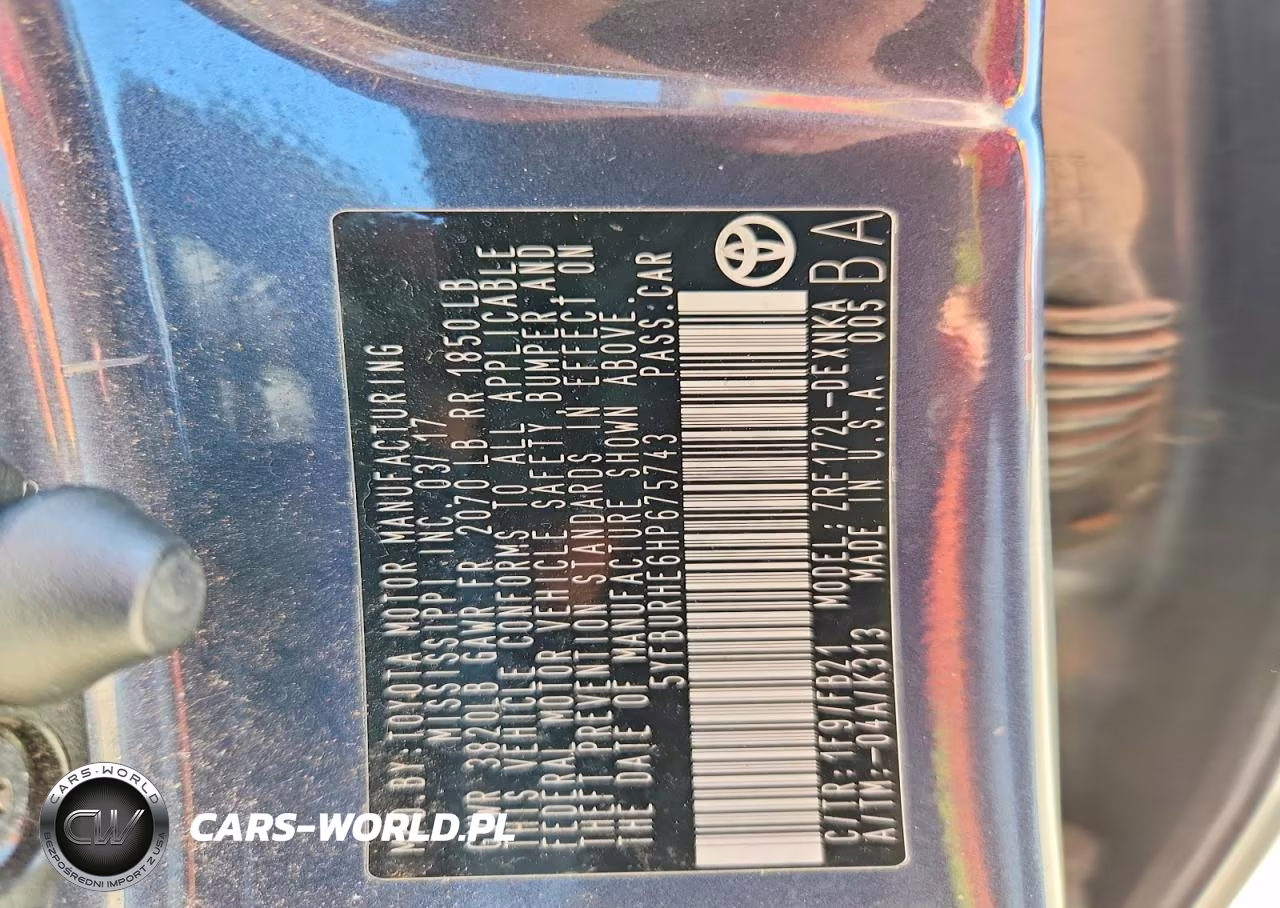2017 Toyota Corolla Le VIN:5YFBURHE6HP675743 - 12