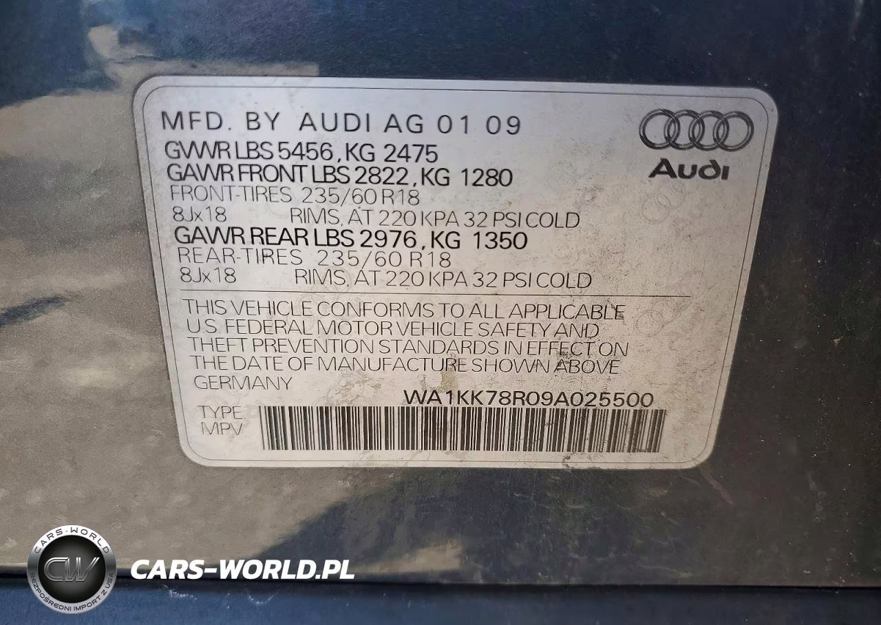 2009 Audi Q5 3.2 VIN:WA1KK78R09A025500 - 13