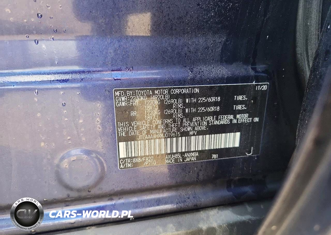 2021 Toyota Venza Le VIN:JTEAAAAHXMJ019615 - 12